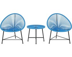 Tuinmeubelset van geweven hars voor 2 personen met een gehard glazen tafelblad - Ideaal voor balkon, terras en binnenplaats