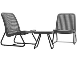 Tuinmeubelset voor 2 Personen - Weerbestendige Balkon- en Terrasmeubels - Rotan Look - Ergonomische Stoelen en Bijzettafel