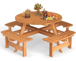 Tuinmeubelset voor 8 Personen van Dennenhout met Tuintafel en Stoelen - Ideaal voor Buiten