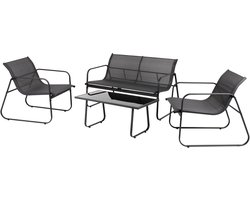 Tuinmeubelset voor tuinterras SET tafel 2 x fauteuil bank zwart