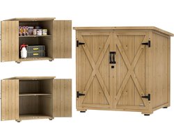 Tuinopbergkast Hout - Opbergmeubel Schuur - Gereedschap Opbergen - Verstelbare Plank - 775 x 88 x 90 cm - Natuurlijk