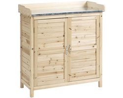 Tuinopbergkast, tuin gereedschapskast, tuinwerkplaats, met 2 planken, met werkblad, voor tuinieren gereedschapsopslag, geschikt voor tuin, patio, 83 x 40 x 92 cm, houtkleur, hout.