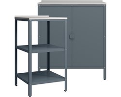 Tuinopbergset Bolognano staand rek en kast donkergrijs casa.pro