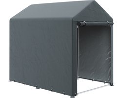 Tuinopbergtent van 1,2 x 1,8 meter – draagbare opbergtent – voorzien van een gegalvaniseerd stalen frame en een deur – donkergrijs
