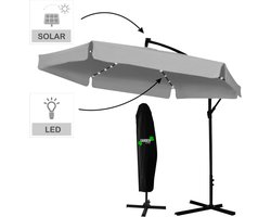 tuinparaplu- grijs- solar led verlichting- parasol voor in de tuin met licht- 3x3m