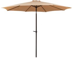 Tuinparasol 300x300x245cm Parasol Kakikleur Aluminium Dubbelglas Handvat 8-Voudige Ribben Innovatief Ophangsysteem Waterdichte Dubbele Laag Verstelbare Hellingshoek Geschikt Voor Terras En Tuin