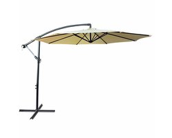 Tuinparasol ASTER / Zweefparasol Met Voet / Verstelbare Hoogte / UV-bescherming, Waterdicht / Beige / 300 x 300 x 45 cm