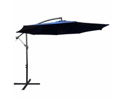Tuinparasol ASTER / Zweefparasol Met Voet / Verstelbare Hoogte / UV-bescherming, Waterdicht / Donkerblauw / 300 x 300 x 45 cm