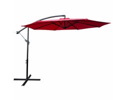 Tuinparasol ASTER / Zweefparasol Met Voet / Verstelbare Hoogte / UV-bescherming, Waterdicht / Rood / 300 x 300 x 45 cm