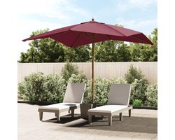 Tuinparasol Bordeaux Rood - Parasol Buiten - Schaduw Creëren - Houten Bamboe Frame - 300x300x273 cm - Bordeaux Rood