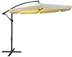 Tuinparasol CYNIA / Zweefparasol Met Voet / Verstelbare Hoogte / UV-bescherming, Waterdicht / Beige / 300 x 300 x 245 cm