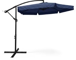 Tuinparasol CYNIA / Zweefparasol Met Voet / Verstelbare Hoogte / UV-bescherming, Waterdicht / Donkerblauw / 300 x 300 x 245 cm