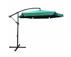 Tuinparasol CYNIA / Zweefparasol Met Voet / Verstelbare Hoogte / UV-bescherming, Waterdicht / Donkergroen / 300 x 300 x 245 cm