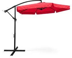 Tuinparasol CYNIA / Zweefparasol Met Voet / Verstelbare Hoogte / UV-bescherming, Waterdicht / Rood / 300 x 300 x 245 cm