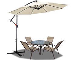 Tuinparasol Ø 3,5 m crème – Ideaal voor buiten eten met familie