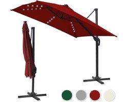 Tuinparasol Rood met LED verlichting – Waterafstotende doek