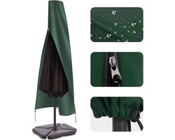 Tuinparasolhoes outdoor parasolhoezen voor 2,5 tot 4 m diameter parasols 190 x 25 x 50 cm waterdichte 600D Oxford PVC-coating met robuuste ritssluiting en verstelbaar trekkoord aan de