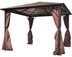 Tuinpaviljoen – Tuinhoed – Tuinoverkapping – Pergola – Tuinkoepel – 300x300 cm – UV-bestendig Polycarbonaat Dak – Roestvrij Aluminium Frame