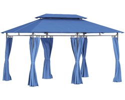 Tuinpaviljoen – Tuinoverkapping – Partytent – Prieel – Pergola – Blauw – Dubbel Dak Voor Optimale Ventilatie – 3x4 Meter Ruimte Voor 12 Personen