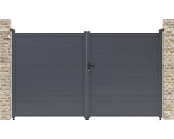 Tuinpoort dubbele poort aluminium "Marc" - 299,5 x 180,9 cm - Grijs