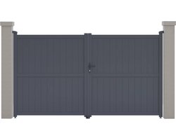 Tuinpoort dubbele poort aluminium "Maurice" - 299,5 x 155,9 cm - Grijs
