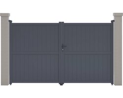 Tuinpoort dubbele poort aluminium "Maurice" - 299,5 x 180,9 cm - Grijs