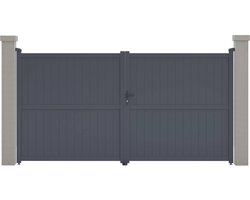 Tuinpoort dubbele poort aluminium "Maurice" - 349,5 x 180,9 cm - Grijs