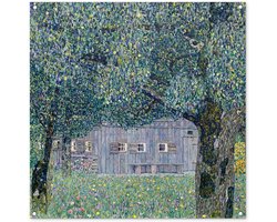 Tuinposter 100x100 cm - Tuindecoratie Farmhouse in upper Austria - Gustav Klimt - Poster voor in de tuin - Buiten decoratie - Schutting tuinschilderij - Tuindoek muurdecoratie - Wanddecoratie balkondoek