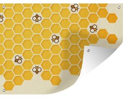 Tuinposter 40x30 cm - Tuindecoratie Een illustratie van de binnenkant van een bijenkorf - Poster voor in de tuin - Buiten decoratie - Schutting tuinschilderij - Tuindoek muurdecoratie - Wanddecoratie balkondoek