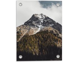 Tuinposter – Berglandschap met Bos - 30x40cm Foto op Tuinposter  (wanddecoratie voor buiten en binnen)