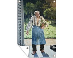 Tuinposter - Tuindoek - Tuinposters buiten - De oude tuinman - Schilderij van Emile Claus - 80x120 cm - Tuin