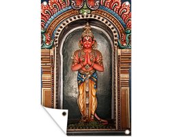 Tuinposter - Tuindoek - Tuinposters buiten - Het Hanuman standbeeld in de tempel Sri Ranganathaswamy - 80x120 cm - Tuin