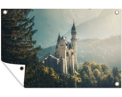 Tuinposter - Tuindoek - Tuinposters buiten - Natuur - Kasteel - Berg - Neuschwanstein - 120x80 cm - Tuin