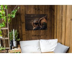 Tuinposter Wijn - Tuindoek Wijnaccessoires - Tuin Aankleden - UV Bestendig - 80x60 cm - Multicolor
