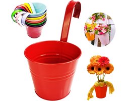 Tuinpotten - Generieke 8-Stuks metalen hangende plantenbakken - Bloempotten om op te hangen - hangende emmers voor tuinbloemen - balkondecoratie - met drainagegaten en afneembare haken (kaliber 10 cm, 8 kleur) - tuin -Tuindecoratie