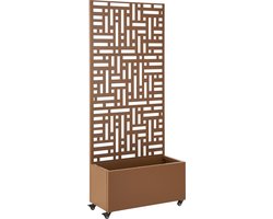 Tuinscherm Bernalda met plantenbak op wielen 190x82x38 cm bruin casa.pro