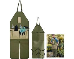 Tuinschort - Lange gereedschapsschort - Verstelbare beenschort - Waterdichte Oxford-stof - Met 6 zakken - Voor tuinwerk, plukschorten buitenshuis en vuilafstotende schorten - Bruin