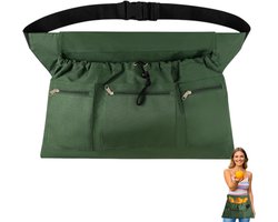 Tuinschort - Plukschort - Opbergtas - Fruitpluktas - Oxfordstof - Unisex - Tuinaccessoires - Geschikt voor het plukken van groenten, fruit en bloemen - Groen - 57*37 cm - One size fits all