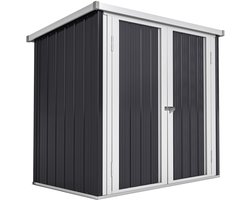 Tuinschuur - 1 - 26 m² Tuinschuur - Gereedschapsschuur met 2 afsluitbare deuren - Afmetingen: 147L x 86B x 134H cm - Zwart - wit stalen plaat