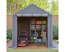 Tuinschuur Opbergtent Fietsenberging - 296x190x200 cm - Donkergrijs - Waterdicht UV-Bestendig