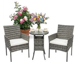 Tuinset - 2 persoons - rotan look - grijs