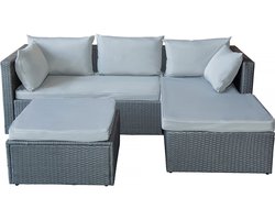 Tuinset 3 personen loungeset kunststof gevlochten "Diya" - Grijs lichtgrijs