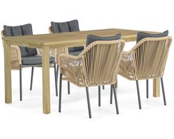 Tuinset 4 personen 160 cm Aluminium/Rope Taupe De Laan Projects