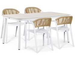 Tuinset 4 personen 160 cm Kunststof Wit Domani Furniture Toscano/Tavano