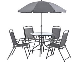 Tuinset 6-delig Milagro met parasol zwart en donkergrijs