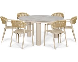 Tuinset 6 personen 150 cm Kunststof Taupe Domani Furniture Toscano/Arancia
