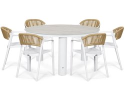 Tuinset 6 personen 150 cm Kunststof Wit Domani Furniture Toscano/Arancia