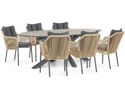 Tuinset 6 personen 220 cm Aluminium/Rope Taupe De Laan Projects