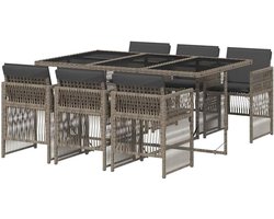Tuinset 7-delig - Loungeset tuinbank - Buiten ontspannen - Inklapbare rugleuning - Niet gespecificeerd - Grijs