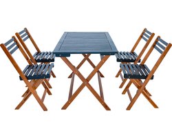 Tuinset Altamura 5-delig tuintafel met 4 tuinstoelen houtkleurig en grijs [en.casa]